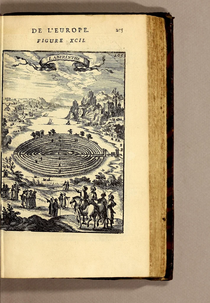 An illustration from Description de l'univers, : contenant les differents systêmes du monde, les cartes generales & particulieres de la geographie ancienne & moderne : les plans & les profils des principales villes & des autres lieux plus considerables de la terre ; avec les portraits des souverains qui y commandent, leurs blasons, titres & livrées : et les mœurs, religions, gouvernemens & divers habillemens de chaque nation. Dediee au roy., 1683, leaf 223