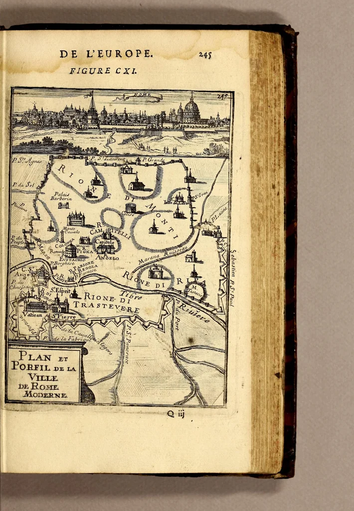 An illustration from Description de l'univers, : contenant les differents systêmes du monde, les cartes generales & particulieres de la geographie ancienne & moderne : les plans & les profils des principales villes & des autres lieux plus considerables de la terre ; avec les portraits des souverains qui y commandent, leurs blasons, titres & livrées : et les mœurs, religions, gouvernemens & divers habillemens de chaque nation. Dediee au roy., 1683, leaf 263