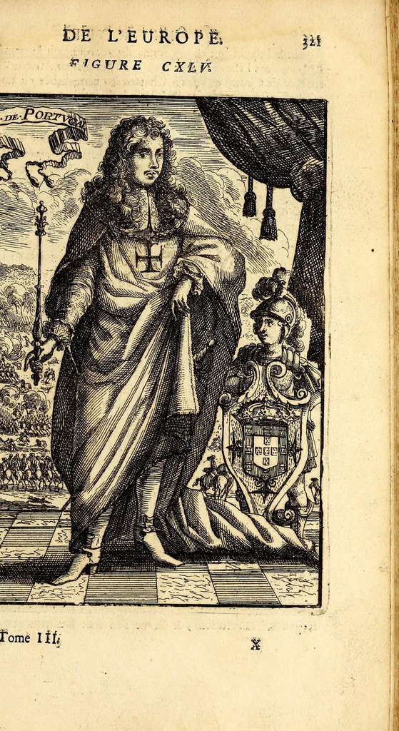 An illustration from Description de l'univers, : contenant les differents systêmes du monde, les cartes generales & particulieres de la geographie ancienne & moderne : les plans & les profils des principales villes & des autres lieux plus considerables de la terre ; avec les portraits des souverains qui y commandent, leurs blasons, titres & livrées : et les mœurs, religions, gouvernemens & divers habillemens de chaque nation. Dediee au roy., 1683, leaf 339