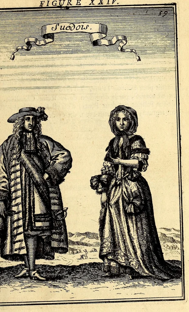An illustration from Description de l'univers, : contenant les differents systêmes du monde, les cartes generales & particulieres de la geographie ancienne & moderne : les plans & les profils des principales villes & des autres lieux plus considerables de la terre ; avec les portraits des souverains qui y commandent, leurs blasons, titres & livrées : et les mœurs, religions, gouvernemens & divers habillemens de chaque nation. Dediee au roy., 1683, leaf 77