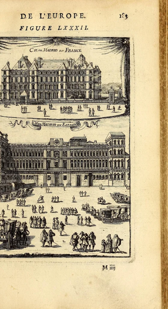 An illustration from Description de l'univers, : contenant les differents systêmes du monde, les cartes generales & particulieres de la geographie ancienne & moderne : les plans & les profils des principales villes & des autres lieux plus considerables de la terre ; avec les portraits des souverains qui y commandent, leurs blasons, titres & livrées : et les mœurs, religions, gouvernemens & divers habillemens de chaque nation. Dediee au roy., 1683, leaf 219