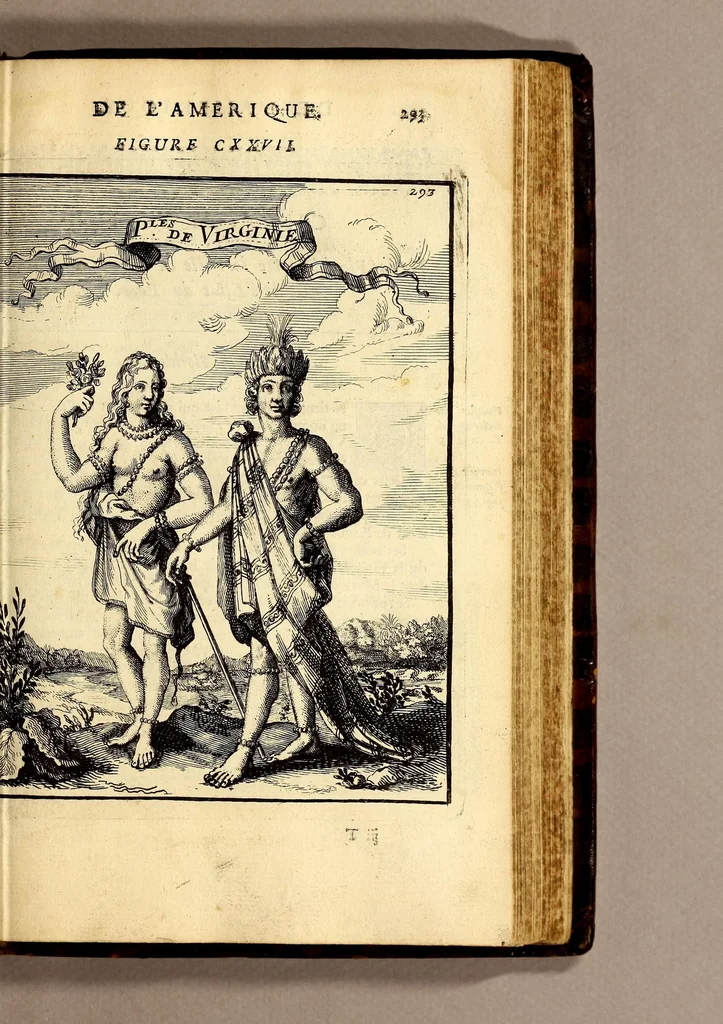An illustration from Description de l'univers, : contenant les differents systêmes du monde, les cartes generales & particulieres de la geographie ancienne & moderne : les plans & les profils des principales villes & des autres lieux plus considerables de la terre ; avec les portraits des souverains qui y commandent, leurs blasons, titres & livrées : et les mœurs, religions, gouvernemens & divers habillemens de chaque nation. Dediee au roy., 1683, leaf 327
