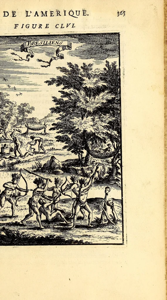 An illustration from Description de l'univers, : contenant les differents systêmes du monde, les cartes generales & particulieres de la geographie ancienne & moderne : les plans & les profils des principales villes & des autres lieux plus considerables de la terre ; avec les portraits des souverains qui y commandent, leurs blasons, titres & livrées : et les mœurs, religions, gouvernemens & divers habillemens de chaque nation. Dediee au roy., 1683, leaf 397