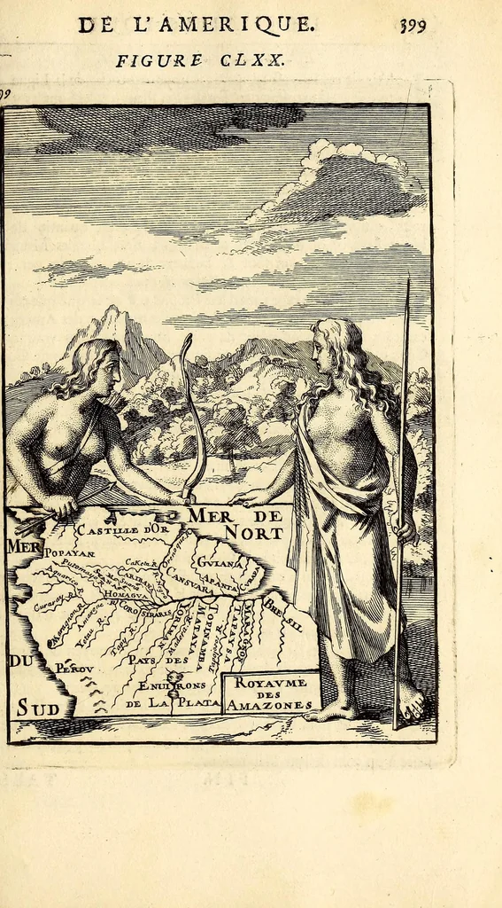 An illustration from Description de l'univers, : contenant les differents systêmes du monde, les cartes generales & particulieres de la geographie ancienne & moderne : les plans & les profils des principales villes & des autres lieux plus considerables de la terre ; avec les portraits des souverains qui y commandent, leurs blasons, titres & livrées : et les mœurs, religions, gouvernemens & divers habillemens de chaque nation. Dediee au roy., 1683, leaf 431