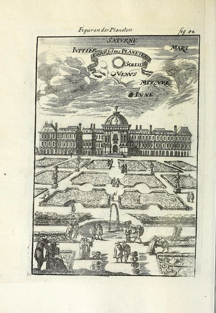 An illustration from Description de l'univers : contenant les differents systemes du monde, les cartes generales & particulieres de la geographie ancienne & moderne, les plans & les profils des principales villes & des autres lieux plus considerables de la Terre : avec les portraits des souverains qui y commandent, leurs blasons, titres & livrées : et les moeurs, religions, gouvernemens & divers habillemens de chaque nation, 1685, leaf 190