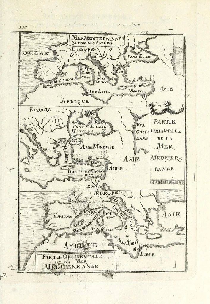 An illustration from Description de l'univers : contenant les differents systemes du monde, les cartes generales & particulieres de la geographie ancienne & moderne, les plans & les profils des principales villes & des autres lieux plus considerables de la Terre : avec les portraits des souverains qui y commandent, leurs blasons, titres & livrées : et les moeurs, religions, gouvernemens & divers habillemens de chaque nation, 1685, leaf 337