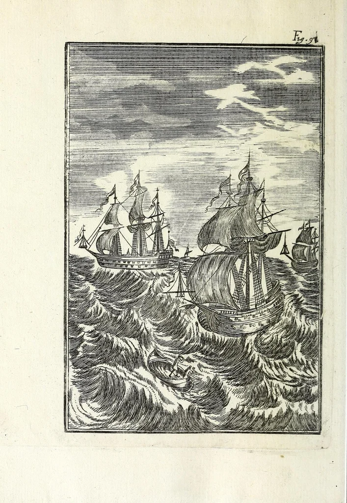 An illustration from Description de l'univers : contenant les differents systemes du monde, les cartes generales & particulieres de la geographie ancienne & moderne, les plans & les profils des principales villes & des autres lieux plus considerables de la Terre : avec les portraits des souverains qui y commandent, leurs blasons, titres & livrées : et les moeurs, religions, gouvernemens & divers habillemens de chaque nation, 1685, leaf 376