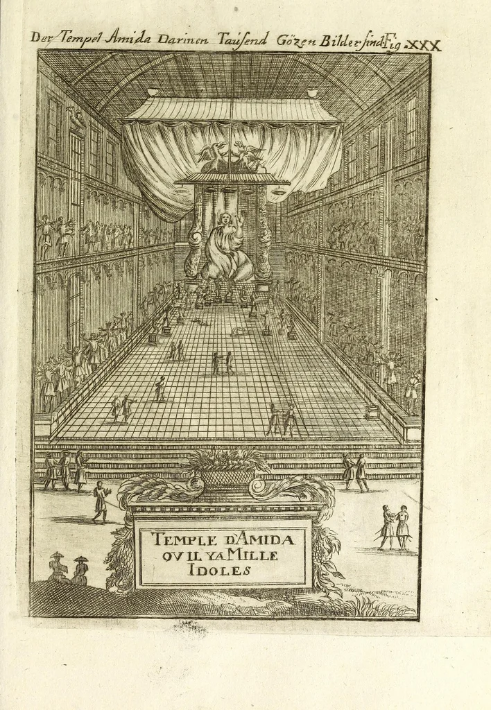 An illustration from Description de l'univers : contenant les differents systemes du monde, les cartes generales & particulieres de la geographie ancienne & moderne, les plans & les profils des principales villes & des autres lieux plus considerables de la Terre : avec les portraits des souverains qui y commandent, leurs blasons, titres & livrées : et les moeurs, religions, gouvernemens & divers habillemens de chaque nation, 1685, leaf 103