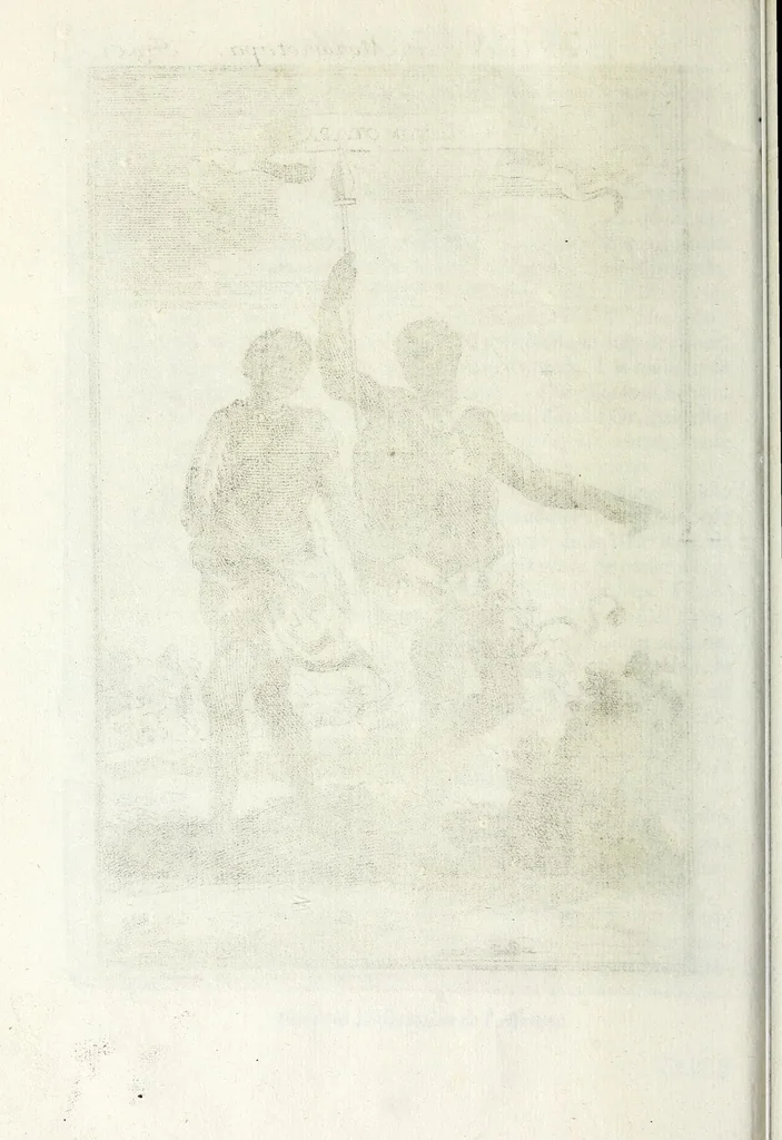 An illustration from Description de l'univers : contenant les differents systemes du monde, les cartes generales & particulieres de la geographie ancienne & moderne, les plans & les profils des principales villes & des autres lieux plus considerables de la Terre : avec les portraits des souverains qui y commandent, leurs blasons, titres & livrées : et les moeurs, religions, gouvernemens & divers habillemens de chaque nation, 1685, leaf 332