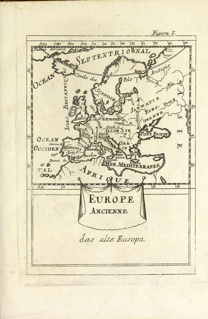 An illustration from Description de l'univers : contenant les differents systemes du monde, les cartes generales & particulieres de la geographie ancienne & moderne, les plans & les profils des principales villes & des autres lieux plus considerables de la Terre : avec les portraits des souverains qui y commandent, leurs blasons, titres & livrées : et les moeurs, religions, gouvernemens & divers habillemens de chaque nation, 1685, leaf 15