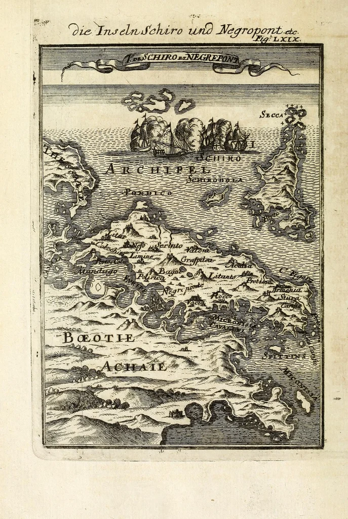 An illustration from Description de l'univers : contenant les differents systemes du monde, les cartes generales & particulieres de la geographie ancienne & moderne, les plans & les profils des principales villes & des autres lieux plus considerables de la Terre : avec les portraits des souverains qui y commandent, leurs blasons, titres & livrées : et les moeurs, religions, gouvernemens & divers habillemens de chaque nation, 1685, leaf 244