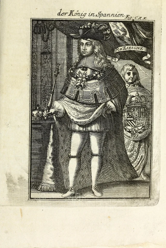 An illustration from Description de l'univers : contenant les differents systemes du monde, les cartes generales & particulieres de la geographie ancienne & moderne, les plans & les profils des principales villes & des autres lieux plus considerables de la Terre : avec les portraits des souverains qui y commandent, leurs blasons, titres & livrées : et les moeurs, religions, gouvernemens & divers habillemens de chaque nation, 1685, leaf 403