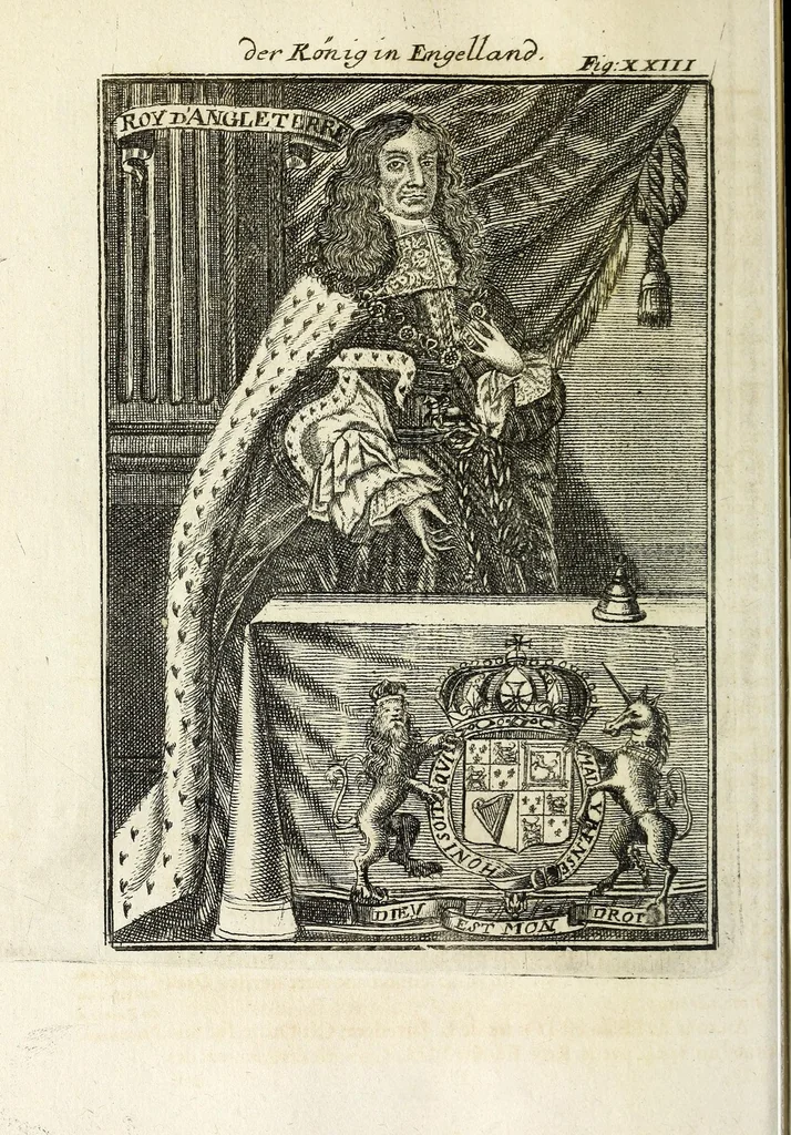 An illustration from Description de l'univers : contenant les differents systemes du monde, les cartes generales & particulieres de la geographie ancienne & moderne, les plans & les profils des principales villes & des autres lieux plus considerables de la Terre : avec les portraits des souverains qui y commandent, leurs blasons, titres & livrées : et les moeurs, religions, gouvernemens & divers habillemens de chaque nation, 1685, leaf 90