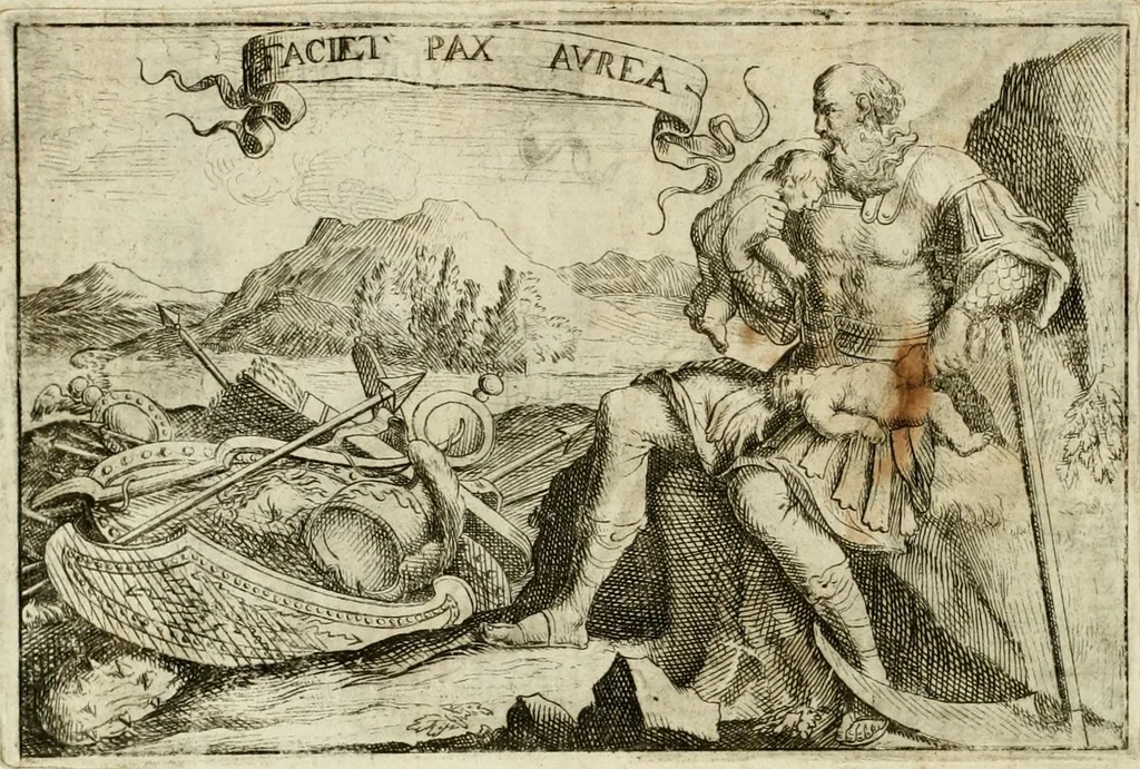 An illustration from Description des feux d'artifices faits a l'honneur du roy a Lille : par vn nouveau témoignage du zele de messieurs du Magistrat, ensuite de la venuë de Sa Majesté en cette ville, & de la rejouissance publique de la paix, l'an 1680, 1680, leaf 21