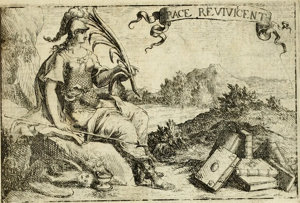 An illustration from Description des feux d'artifices faits a l'honneur du roy a Lille : par vn nouveau témoignage du zele de messieurs du Magistrat, ensuite de la venuë de Sa Majesté en cette ville, & de la rejouissance publique de la paix, l'an 1680, 1680, leaf 22