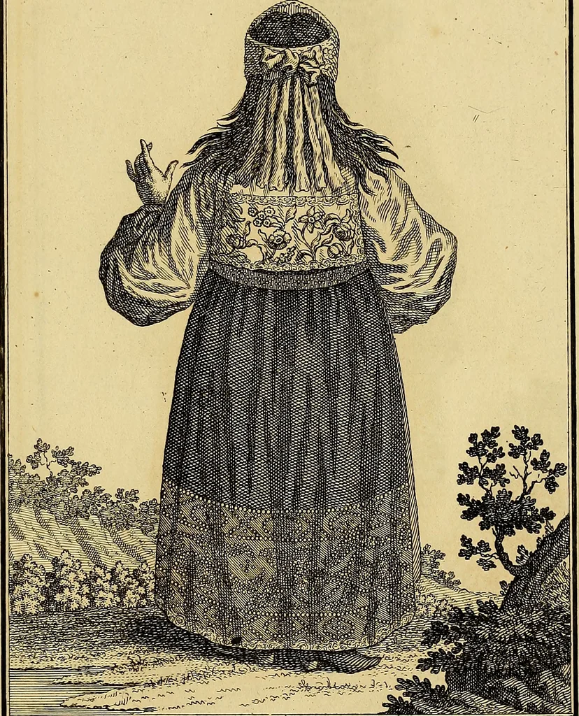 An illustration from Description de toutes les nations de l'empire de Russie, oú, L'on expose leurs moeurs, religions, usages, habitations, habillemens et autres particulatités remarquables, 1776, leaf 136