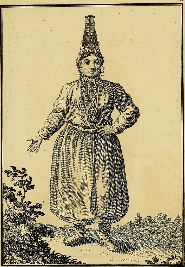 An illustration from Description de toutes les nations de l'empire de Russie, oú, L'on expose leurs moeurs, religions, usages, habitations, habillemens et autres particulatités remarquables, 1776, leaf 140