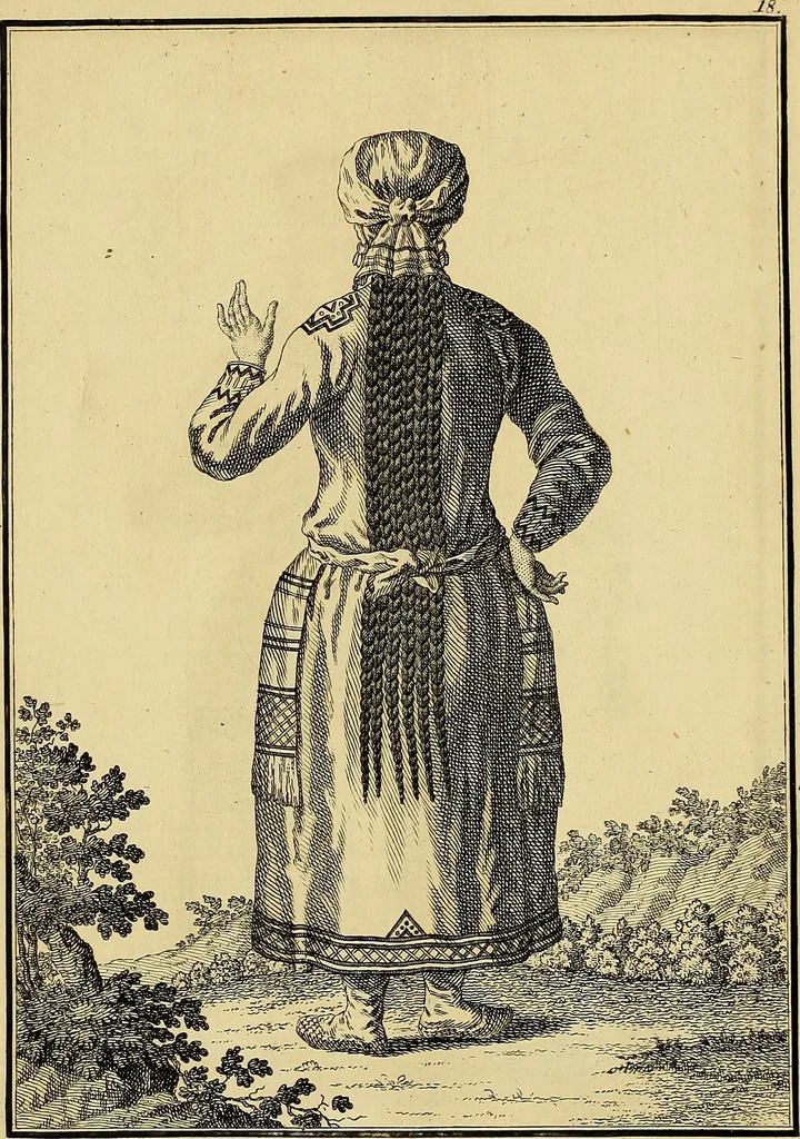 An illustration from Description de toutes les nations de l'empire de Russie, oú, L'on expose leurs moeurs, religions, usages, habitations, habillemens et autres particulatités remarquables, 1776, leaf 154