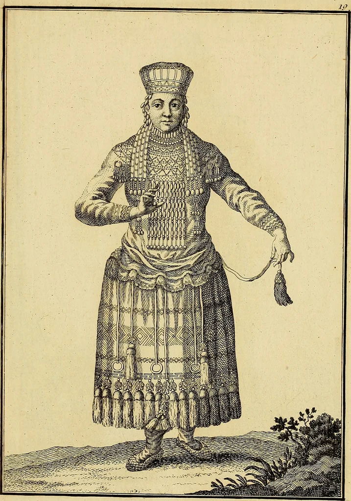 An illustration from Description de toutes les nations de l'empire de Russie, oú, L'on expose leurs moeurs, religions, usages, habitations, habillemens et autres particulatités remarquables, 1776, leaf 156