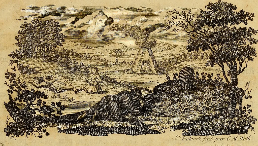 An illustration from Description de toutes les nations de l'empire de Russie, oú, L'on expose leurs moeurs, religions, usages, habitations, habillemens et autres particulatités remarquables, 1776, leaf 8