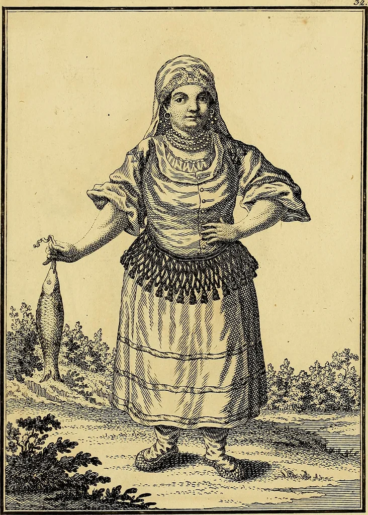 An illustration from Description de toutes les nations de l'empire de Russie, oú, L'on expose leurs moeurs, religions, usages, habitations, habillemens et autres particulatités remarquables, 1776, leaf 254