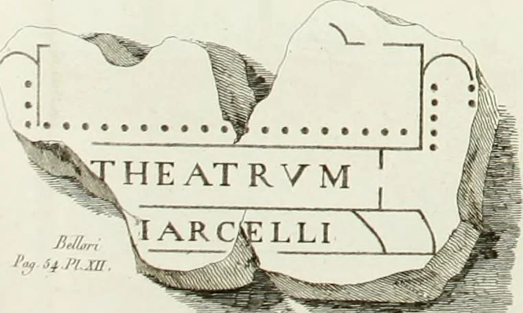 An illustration from Description du Théâtre de Marcellus, à Rome, rétabli dans son état primitif, daprès les vestiges qui en restent encore : mémoire joint aux plans, coupes, élévations et détails mesurés à Rome, addressés à lAcademie royale darchitecture de Paris, 1812, leaf 69