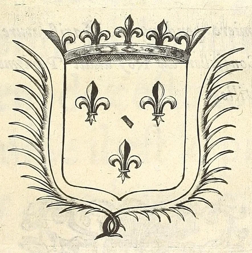 An illustration from Description et interpretation des portiques erigés a l'entrée de tres-hault et tres-puissant prince Louis de Bourbon, prince de Condé, premier prince du sang, duc d'Angeuien, Chasteaux-Roux, Albret, Mont-Morency, &c., gouverneur & lieutenant general pour Sa Majesté, és prouinces de Bourgongne, Bresse, & Berry, en la ville de Dijon le 6. mars 1648 : accompagnés des figures & arcz de triomphe, 1650, leaf 9