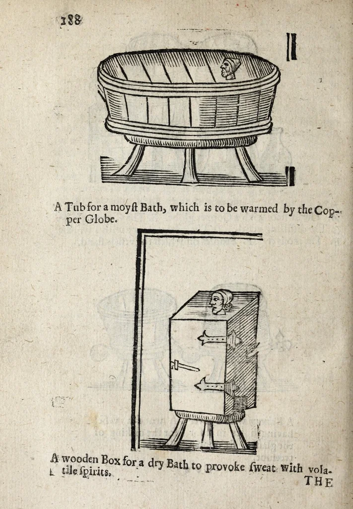 An illustration from A description of new philosophical furnaces, or, A new art of distilling, divided into five parts : whereunto is added a description of the tincture of gold, or the true aurum potabile : also the first part of the mineral work : set forth and published for the sakes of them that are studious of the truth, 1651, leaf 220