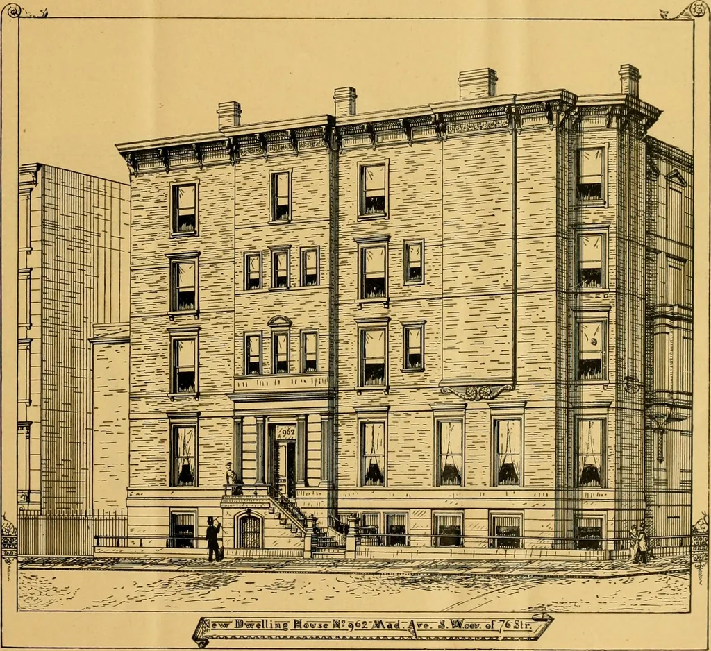 An illustration from Descriptions, diagrams and prices of twenty-one elegant new dwellings for sale on the crown of Lennox Hill., 1887, leaf 6
