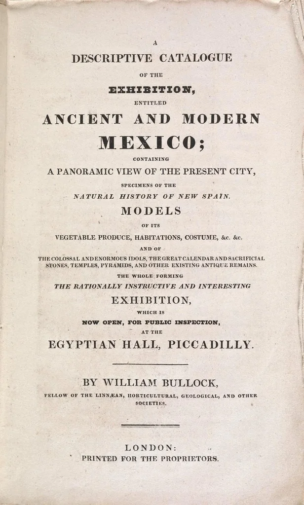 An illustration from A descriptive catalogue of the exhibition, entitled Ancient and Modern Mexico : containing a panoramic view of the present city, specimens of the natural history of New Spain : models of its vegetable produce, habitations, costume, &c. &c. : and of the colossal and enormous idols, the great calendar and sacrificial stones, temples, pyramids, and other existing antique remains : the whole forming the rationally instructive and interesting exhibition, which is now open for public inspection, at the Egyptian Hall, Piccadilly, 1824, leaf 7