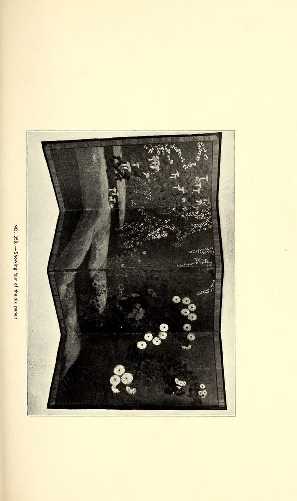 An illustration from Descriptive catalogue of an important keramic collection of Japanese and Chinese pottery, porcelain, bronzes, lacquers, brocade, prints, embroideries, kakemono, screens, ethnological and buddhist objects selected by Mr. Bunkio Matsuki of Kobe, Japan, and Boston, 1898, leaf 77