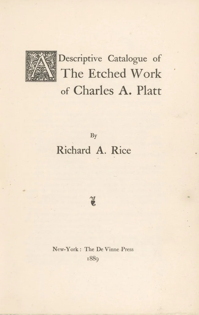 An illustration from A descriptive catalogue of the etched work of Charles A. Platt, 1889, leaf 7