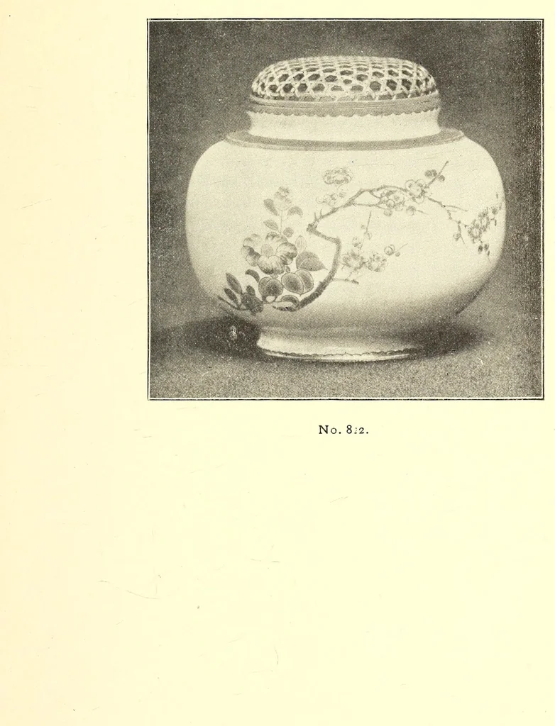 An illustration from Descriptive catalogue of an important collection of Japanese and Chinese pottery, porcelain, bronzes, brocades, prints, embroideries, kakemono, screens, ivories and gold lacquers selected by Mr. Bunkio Matsuki of Kobe, Japan, and Boston, 1898, leaf 135