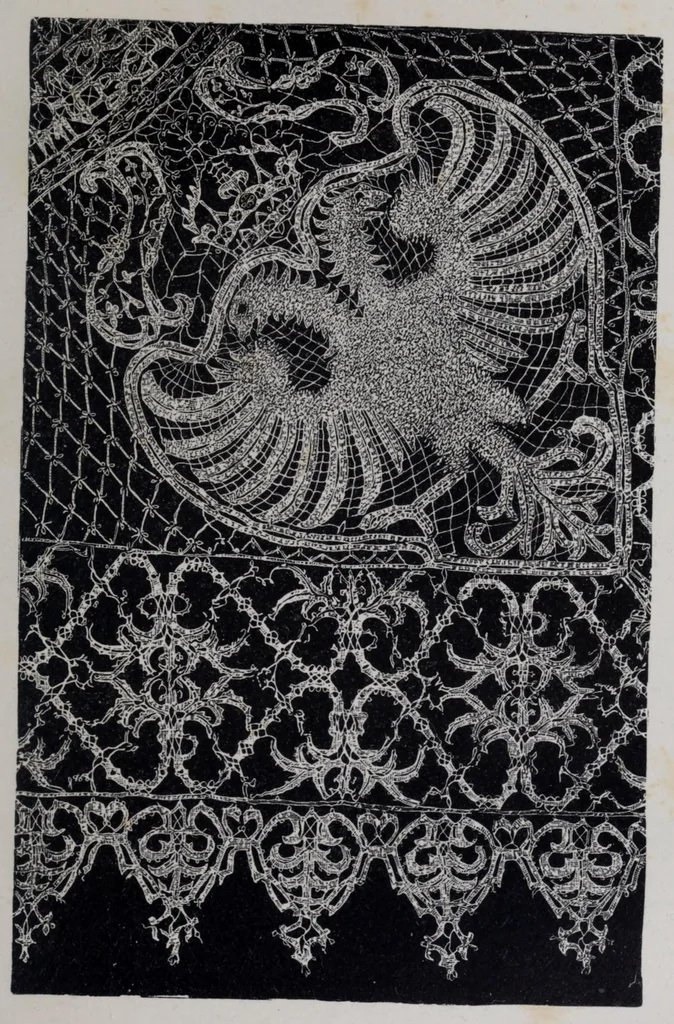 An illustration from A descriptive catalogue of the collection of lace in the South Kensington Museum, 1881, leaf 125