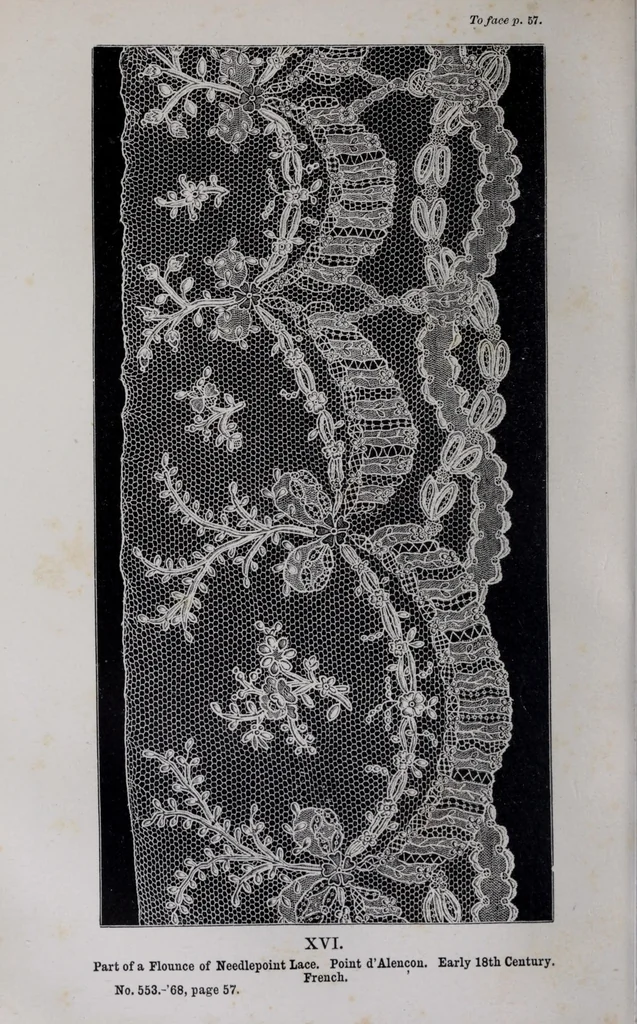 An illustration from A descriptive catalogue of the collection of lace in the South Kensington Museum, 1881, leaf 136
