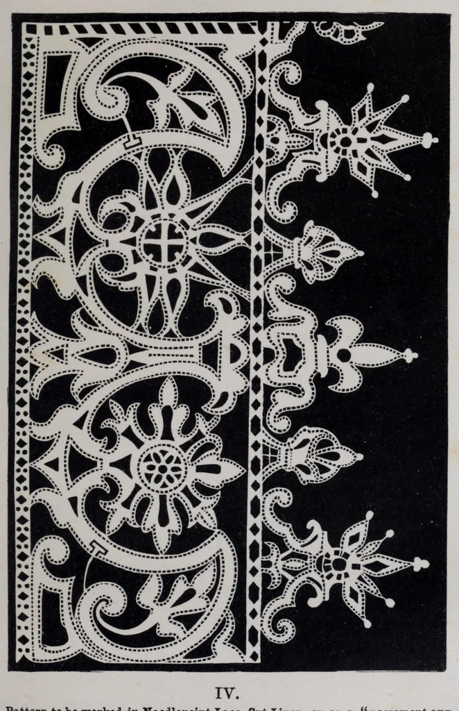 An illustration from A descriptive catalogue of the collection of lace in the South Kensington Museum, 1881, leaf 45