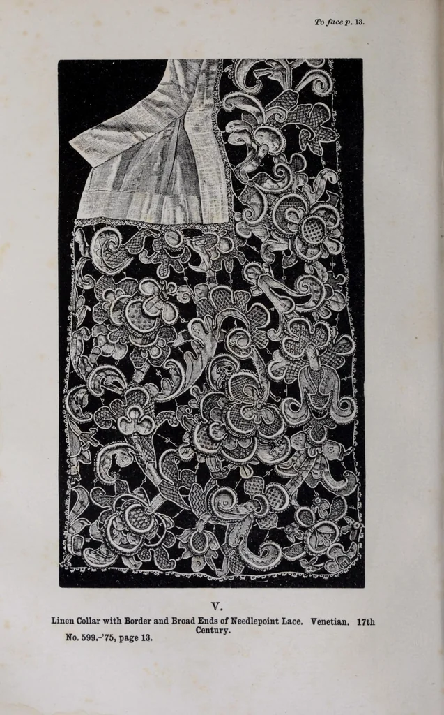An illustration from A descriptive catalogue of the collection of lace in the South Kensington Museum, 1881, leaf 72