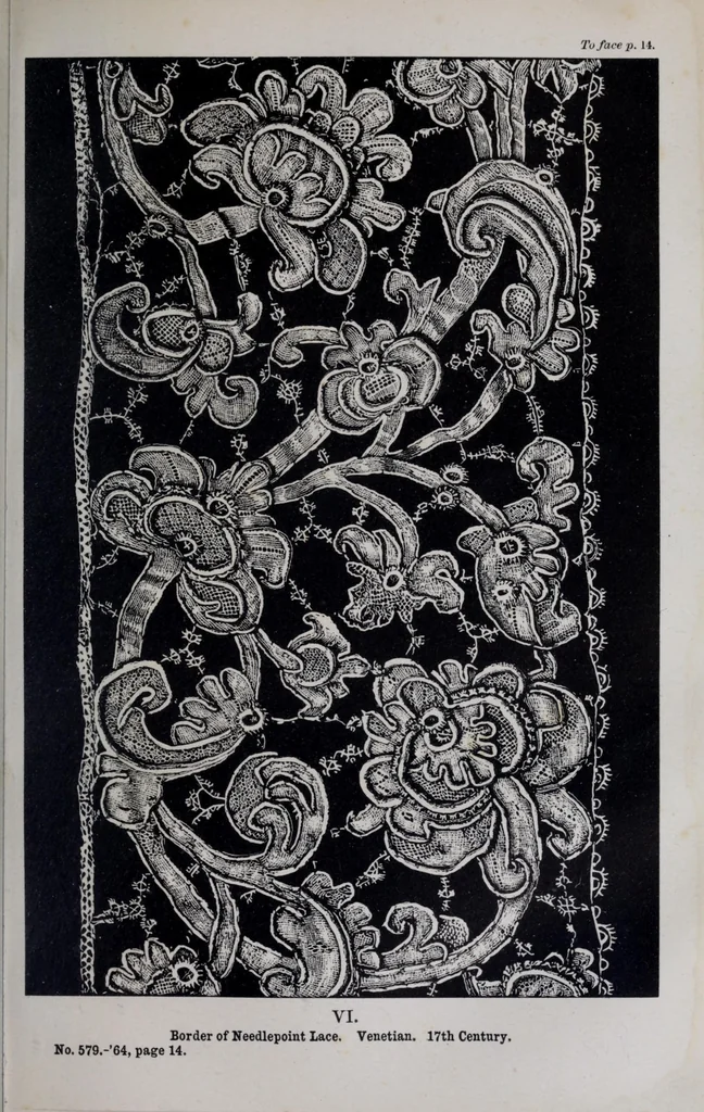 An illustration from A descriptive catalogue of the collection of lace in the South Kensington Museum, 1881, leaf 75