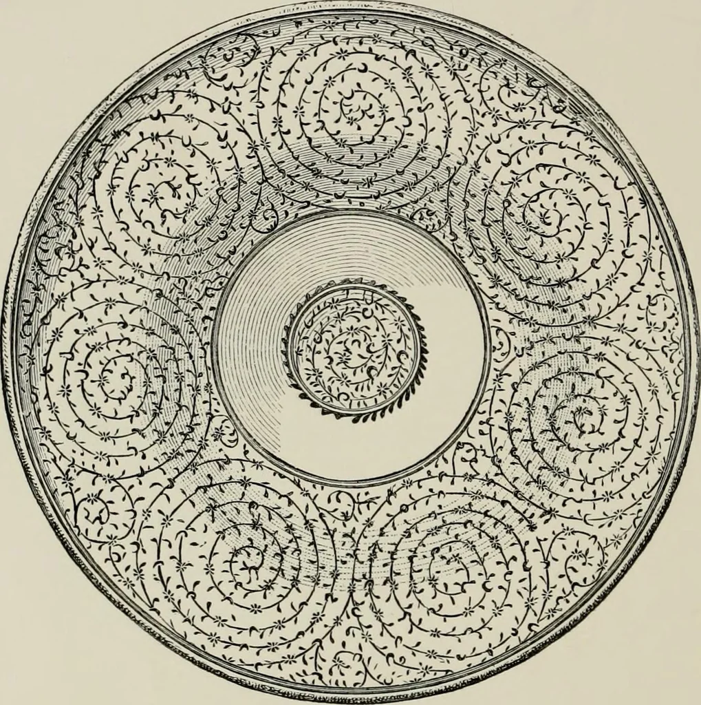 An illustration from A descriptive catalogue of the maiolica, Hispano-Moresco, Persian, Damascus, and Rhodian wares in the South Kensington Museum : with historical notes, marks, & monograms, 1873, leaf 148
