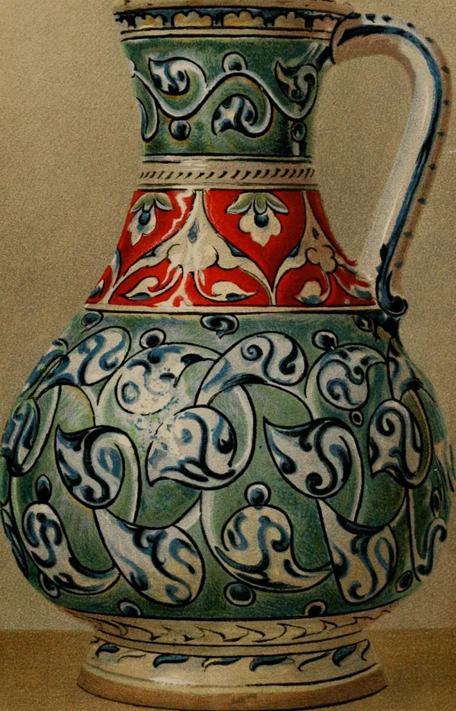 An illustration from A descriptive catalogue of the maiolica, Hispano-Moresco, Persian, Damascus, and Rhodian wares in the South Kensington Museum : with historical notes, marks, & monograms, 1873, leaf 159