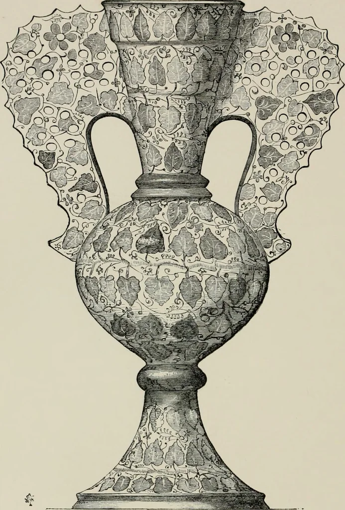 An illustration from A descriptive catalogue of the maiolica, Hispano-Moresco, Persian, Damascus, and Rhodian wares in the South Kensington Museum : with historical notes, marks, & monograms, 1873, leaf 182