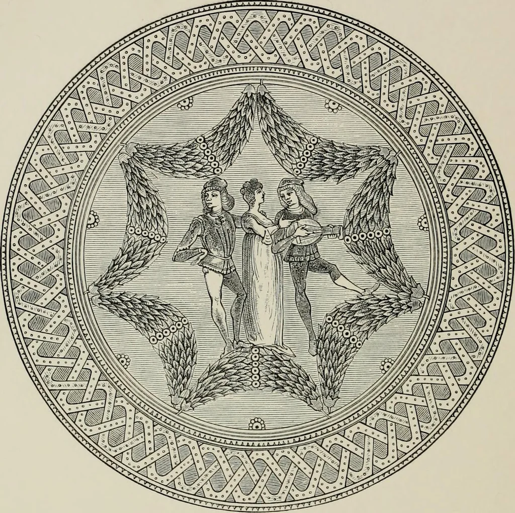 An illustration from A descriptive catalogue of the maiolica, Hispano-Moresco, Persian, Damascus, and Rhodian wares in the South Kensington Museum : with historical notes, marks, & monograms, 1873, leaf 220