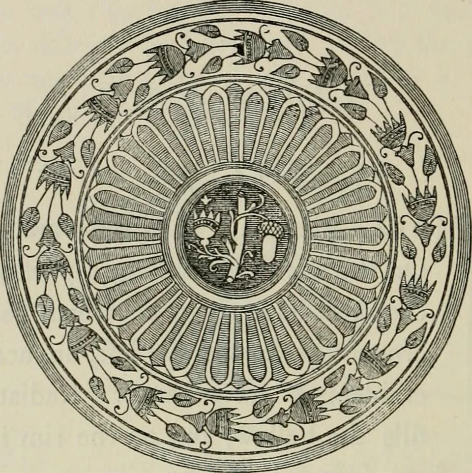 An illustration from A descriptive catalogue of the maiolica, Hispano-Moresco, Persian, Damascus, and Rhodian wares in the South Kensington Museum : with historical notes, marks, & monograms, 1873, leaf 252