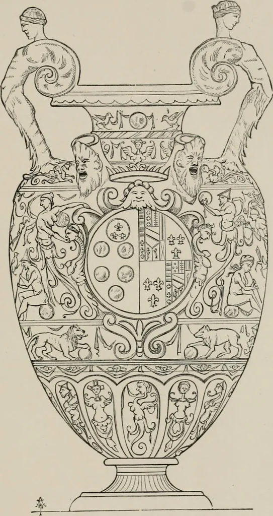 An illustration from A descriptive catalogue of the maiolica, Hispano-Moresco, Persian, Damascus, and Rhodian wares in the South Kensington Museum : with historical notes, marks, & monograms, 1873, leaf 281