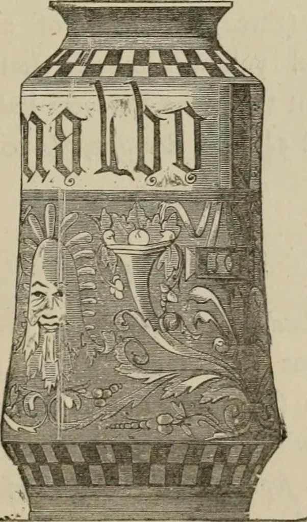 An illustration from A descriptive catalogue of the maiolica, Hispano-Moresco, Persian, Damascus, and Rhodian wares in the South Kensington Museum : with historical notes, marks, & monograms, 1873, leaf 289