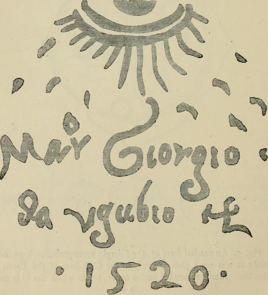 An illustration from A descriptive catalogue of the maiolica, Hispano-Moresco, Persian, Damascus, and Rhodian wares in the South Kensington Museum : with historical notes, marks, & monograms, 1873, leaf 358