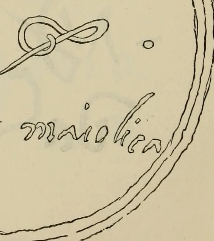 An illustration from A descriptive catalogue of the maiolica, Hispano-Moresco, Persian, Damascus, and Rhodian wares in the South Kensington Museum : with historical notes, marks, & monograms, 1873, leaf 364