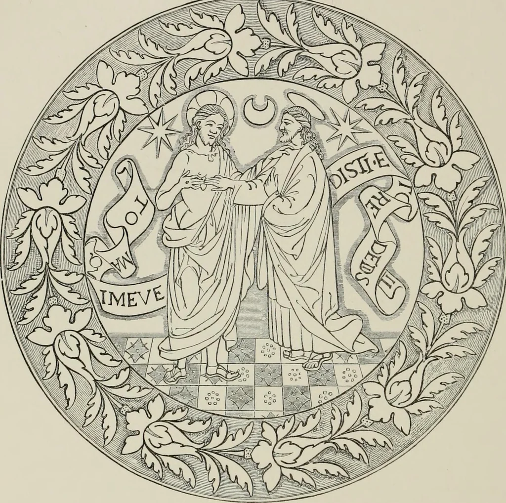 An illustration from A descriptive catalogue of the maiolica, Hispano-Moresco, Persian, Damascus, and Rhodian wares in the South Kensington Museum : with historical notes, marks, & monograms, 1873, leaf 384