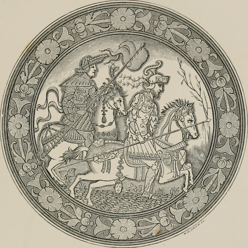 An illustration from A descriptive catalogue of the maiolica, Hispano-Moresco, Persian, Damascus, and Rhodian wares in the South Kensington Museum : with historical notes, marks, & monograms, 1873, leaf 393