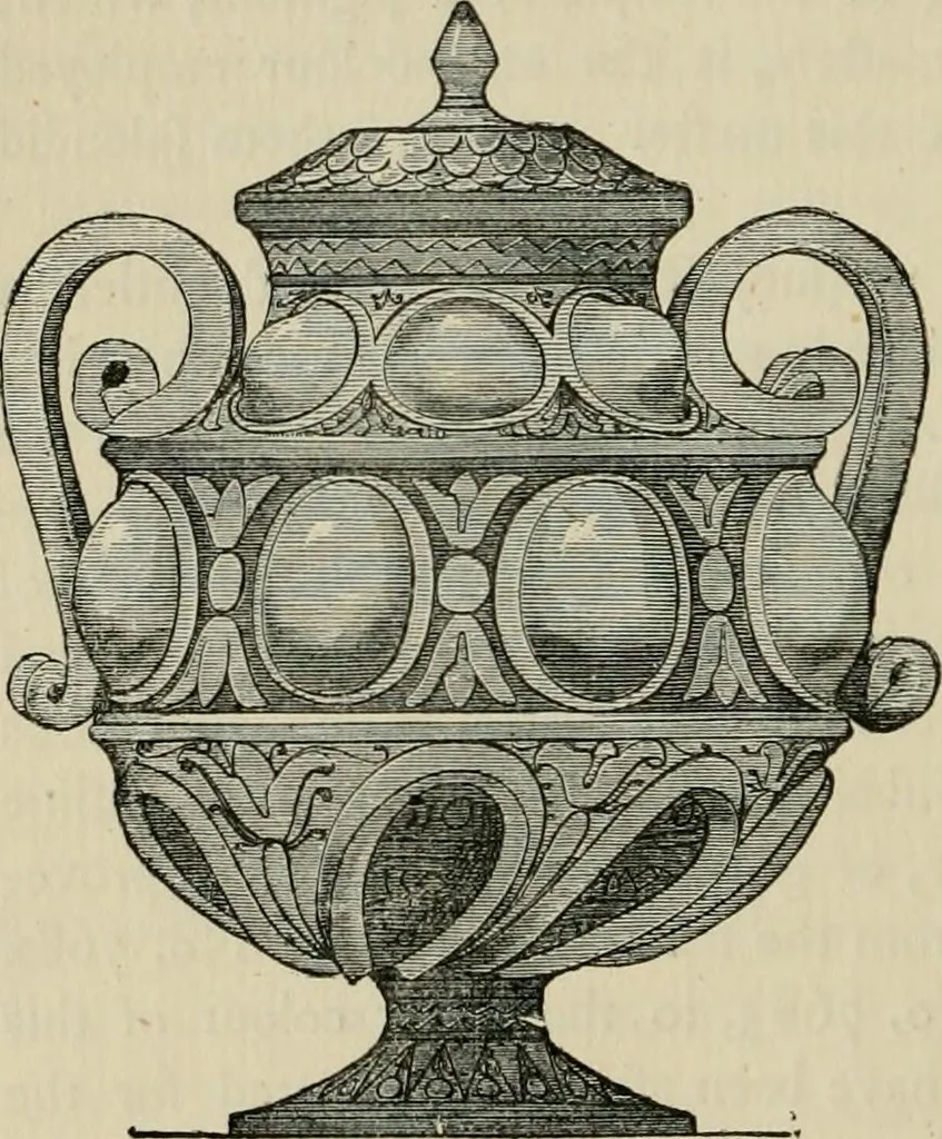 An illustration from A descriptive catalogue of the maiolica, Hispano-Moresco, Persian, Damascus, and Rhodian wares in the South Kensington Museum : with historical notes, marks, & monograms, 1873, leaf 398